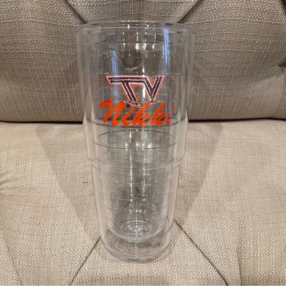 Virginia Tech 24 oz. Tervis Tumblers with Emblem No Lid Personalized “Nikki”